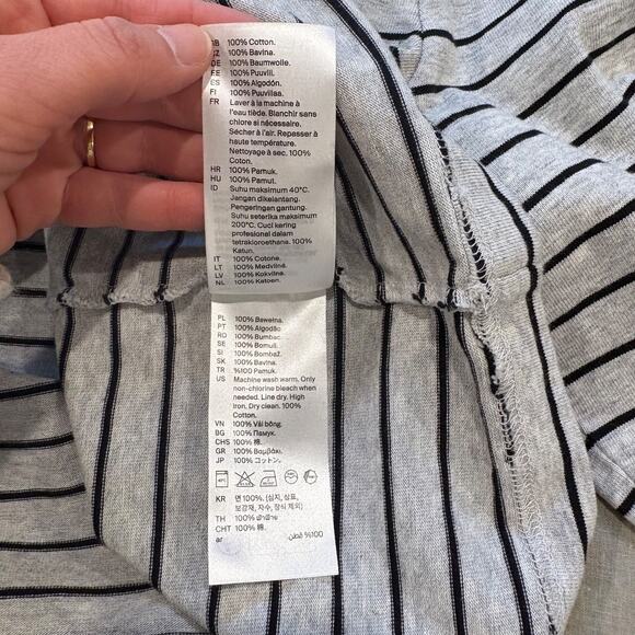 COS Striped Crewneck Top Long Sleeve Gray/Black Women's Medium - Picture 4 of 5